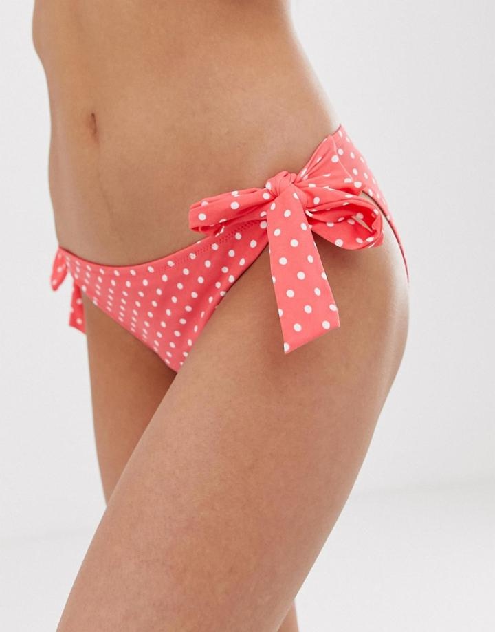 Pour Moi Hot Spots Tie Side Bikini Bottom In Coral - Multi