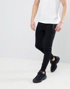 Asos Design Super Skinny Joggers With Gold Zip Pockets In Black - Black