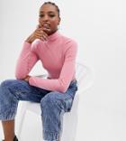 Collusion Tall Long Sleeve Roll Neck Top - Pink