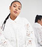 Asos Edition Curve Eyelet Trapeze Shirt In White