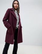 Asos Design Twill Smart Coat - Purple