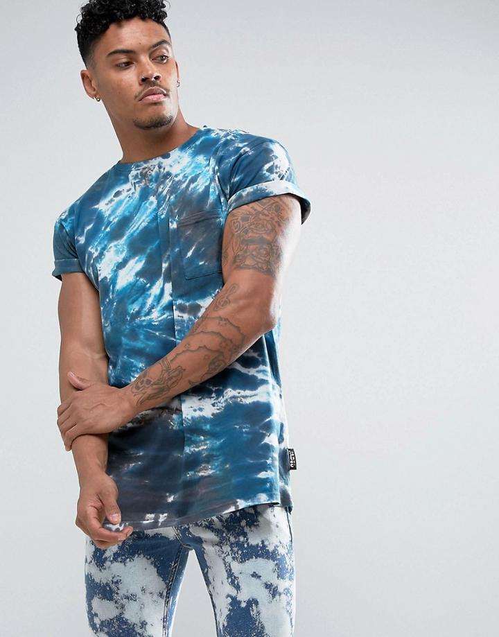 Jaded London T-shirt In Blue Tie Dye - Blue