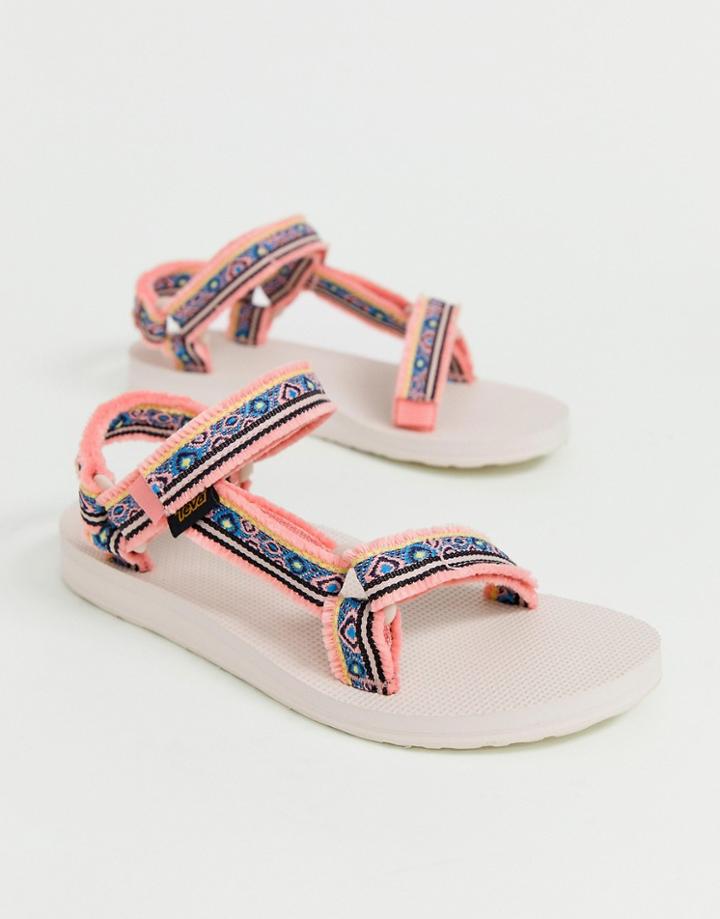 Teva Original Universal Sandals Geometric Pink Fringe - Pink