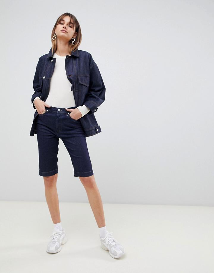 Asos White City Shorts In Eco Denim-blue