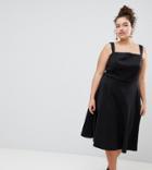 Asos Design Curve Square Neck Prom Dress - Black