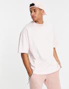 Topman Oversized Turtleneck T-shirt In Pink