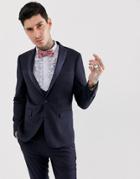 Devils Advocate Skinny Fit Tuxedo Suit Jacket-navy