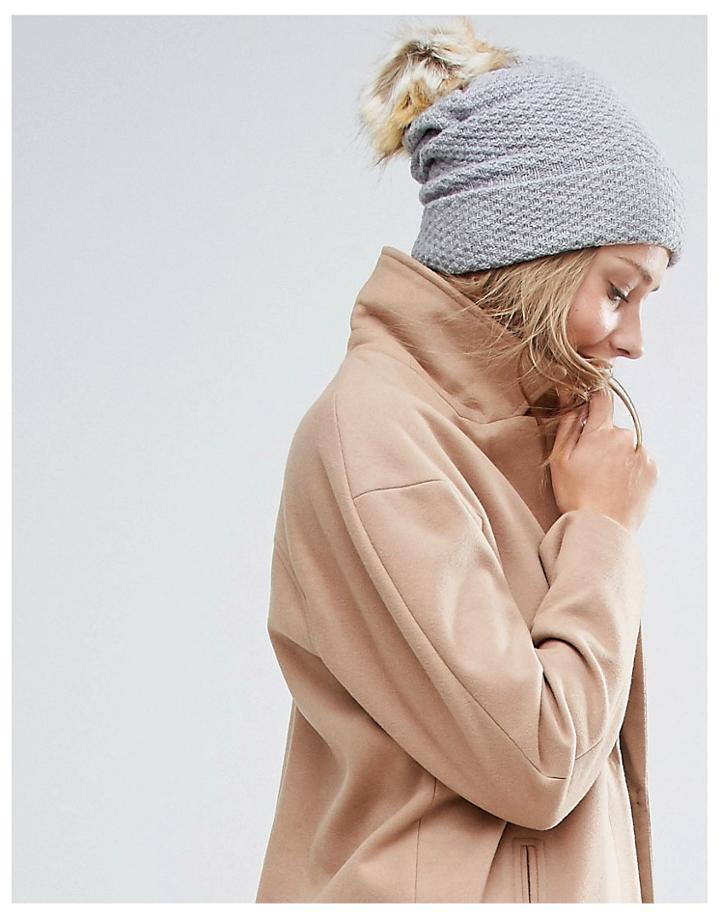Alice Hannah Woven Stitch Knit Beanie - White