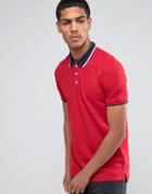 Celio Slim Fit Polo With Contrast Collar - Red