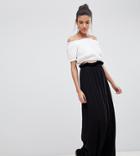 Asos Design Tall Maxi Skirt With Paperbag Waist - Black