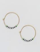 Made Gold Hoop Earrings With Bead Detail - Gold