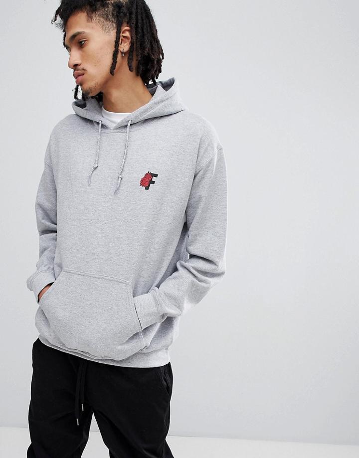 Fairplay Roses Hoodie With Back Print In Gray - Gray