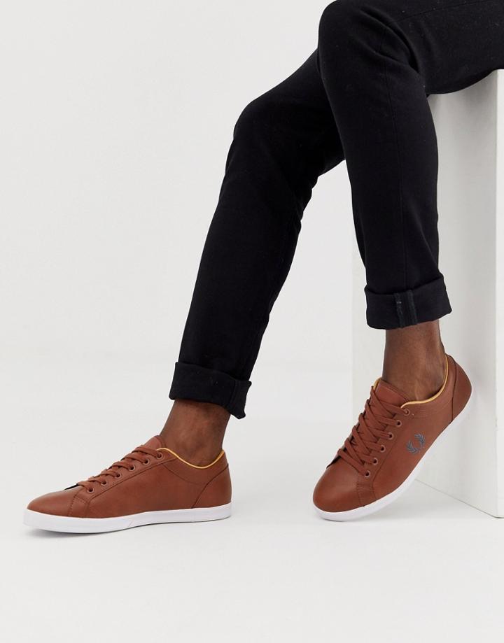 Fred Perry Baseline Leather Sneakers In Tan - Tan