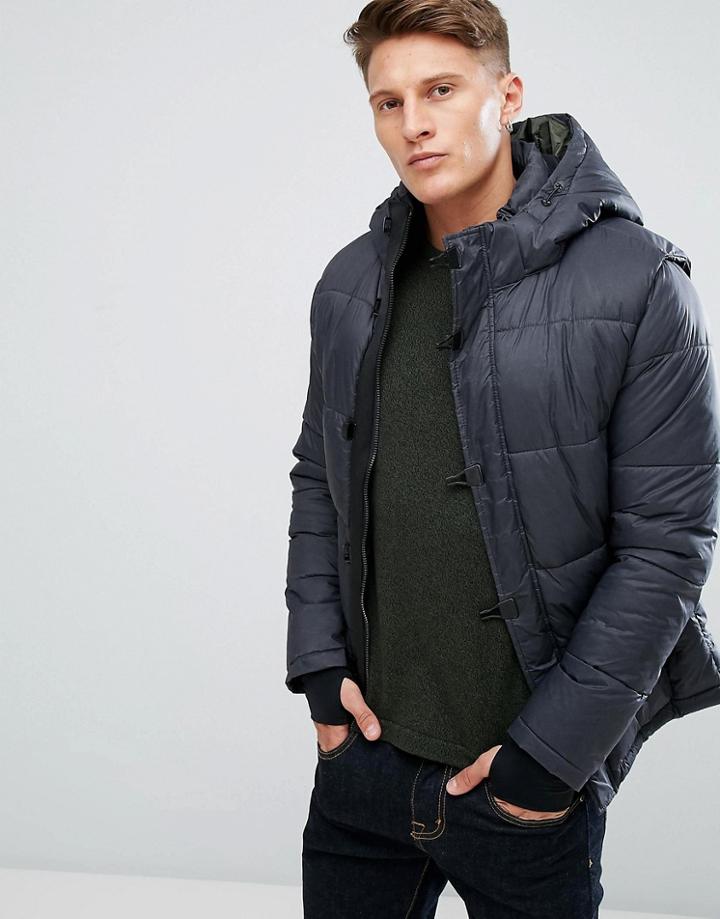 Jack & Jones Core Padded Jacket With Face Mask Hood - Gray