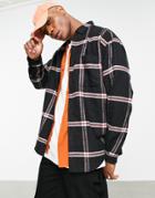Asos Design 90s Oversized Shirt In Large Scale Black Wool Check
