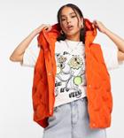 Collusion Sleeveless Puffer Vest With Submarine Hood And Cocoon Back In Red Nylon