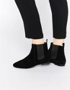 Faith Smith Black Leather Suede Ankle Boots - Black