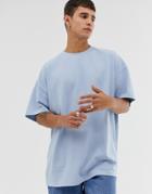 Asos Design Oversized T-shirt In Pique In Blue - Blue