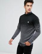 Le Breve Fleck Marl Fade Out Knitted Sweater - Black