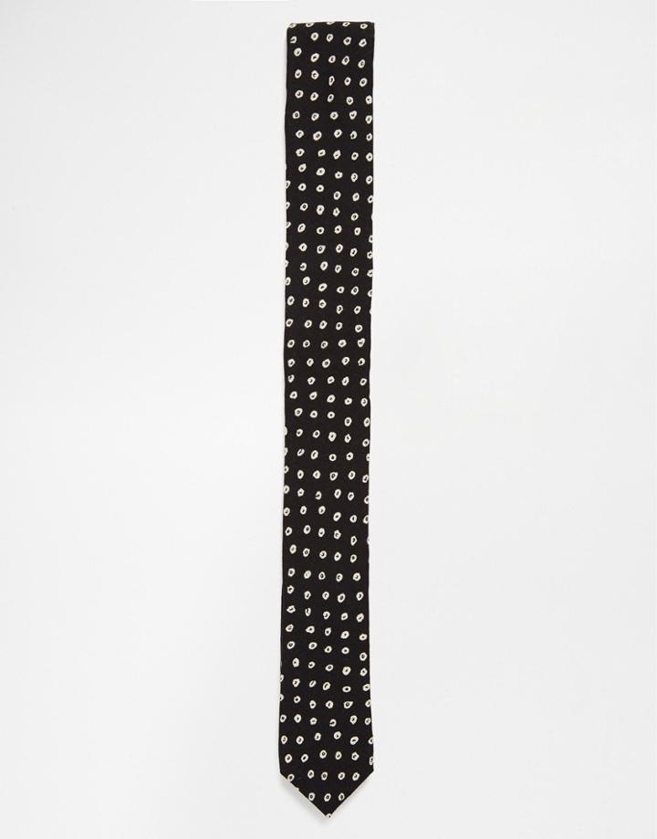 Asos Tie In Black Dot Design - Black