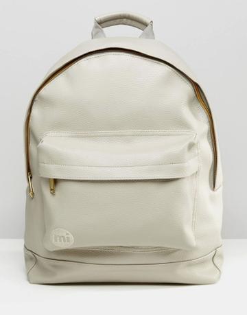 Mi-pac Tumbled Backpack In Faux Leather - Light Gray
