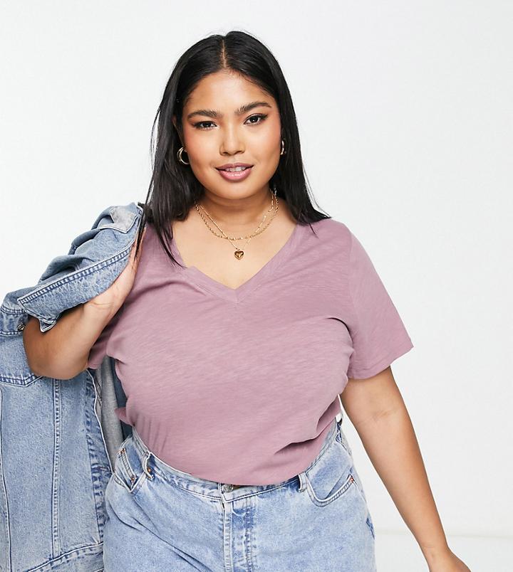 Madewell Plus V Neck T-shirt In Purple