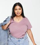 Madewell Plus V Neck T-shirt In Purple