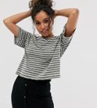 Asos Design Petite Boxy T-shirt In Burnout Stripe