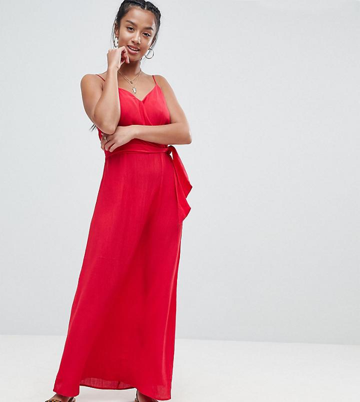Asos Petite Wrap Maxi Dress - Red