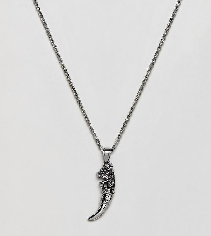 Reclaimed Vintage Inspired Necklace With Stainless Steel Tooth Pendant In Silver Exclusive At Asos