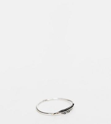 Kingsley Ryan Curve Ring In Sterling Silver With Leaf Print