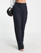 Na-kd Wide Leg Tailored Pinstripe Pants In Dark Navy