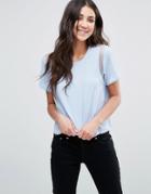 Neon Rose Skin Insert Minimal T-shirt - Blue
