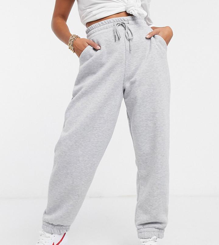 Asos Design Petite Super Oversized Sweatpants In Gray Marl-grey