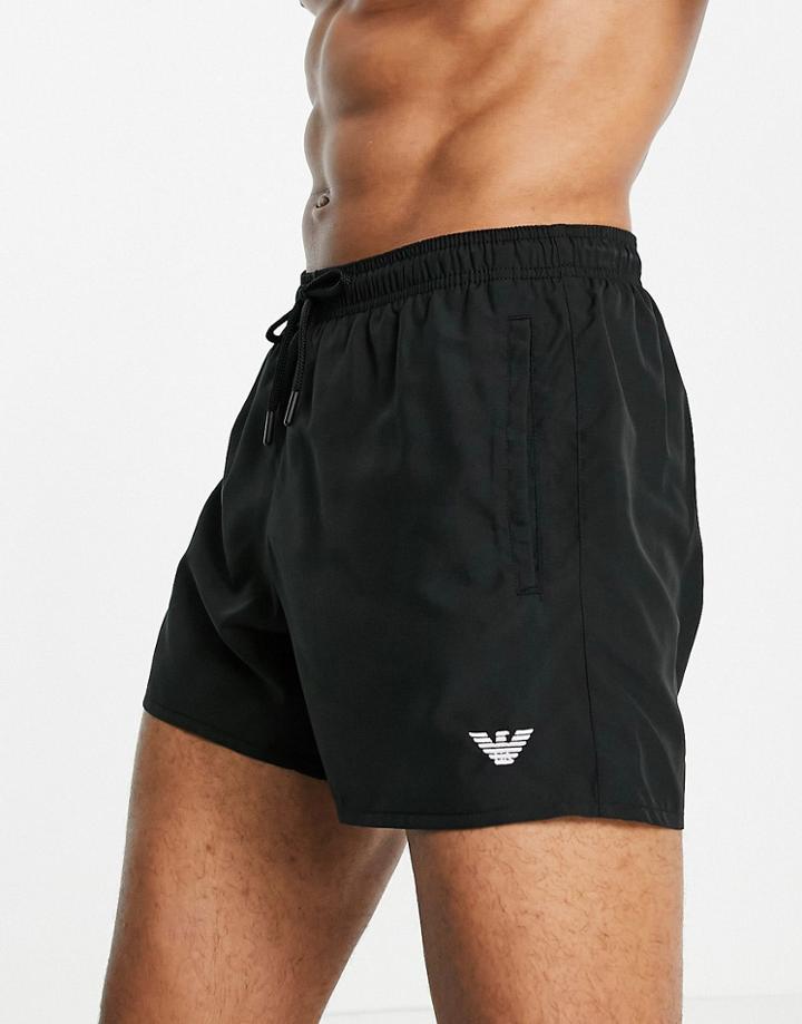 Emporio Armani Eagle Logo Swim Shorts In Black