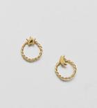 Asos Gold Plated Sterling Silver Moon And Star Hoop Stud Earrings - Gold