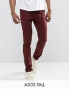Asos Tall Skinny Chinos In Red - Red