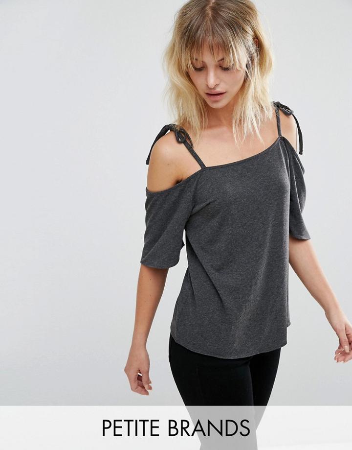 Vero Moda Petite Cold Shoulder Top - Gray