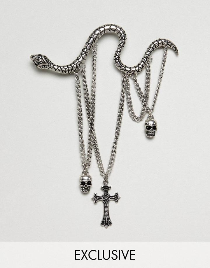 Reclaimed Vintage Inspired Statement Brooch With Snake Design Exclusive At Asos - Gold