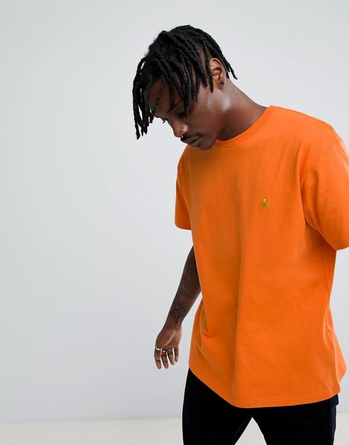 Carhartt Wip Chase T-shirt In Orange - Orange