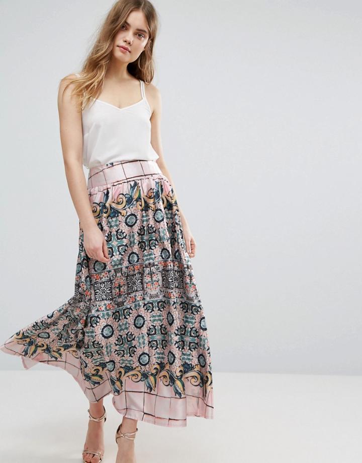 Traffic People Mixed Print Pleated Skirt - Multi