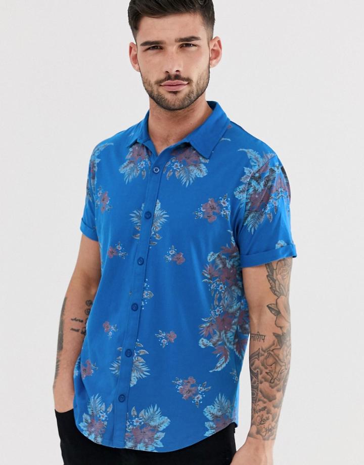 Ringspun Floral Printed Jersey Shirt - Blue
