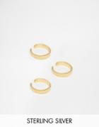 Asos Gold Plated Sterling Silver Solid Ear Cuff Pack Of 3 - Gold