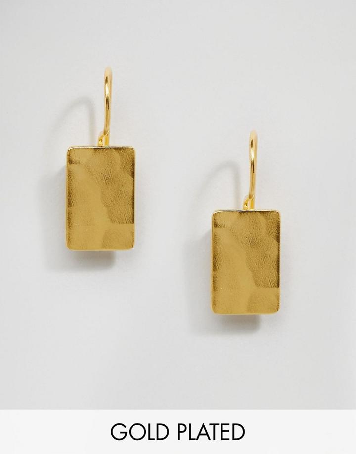 Ottoman Hands Rectangle Drop Earrings - Gold