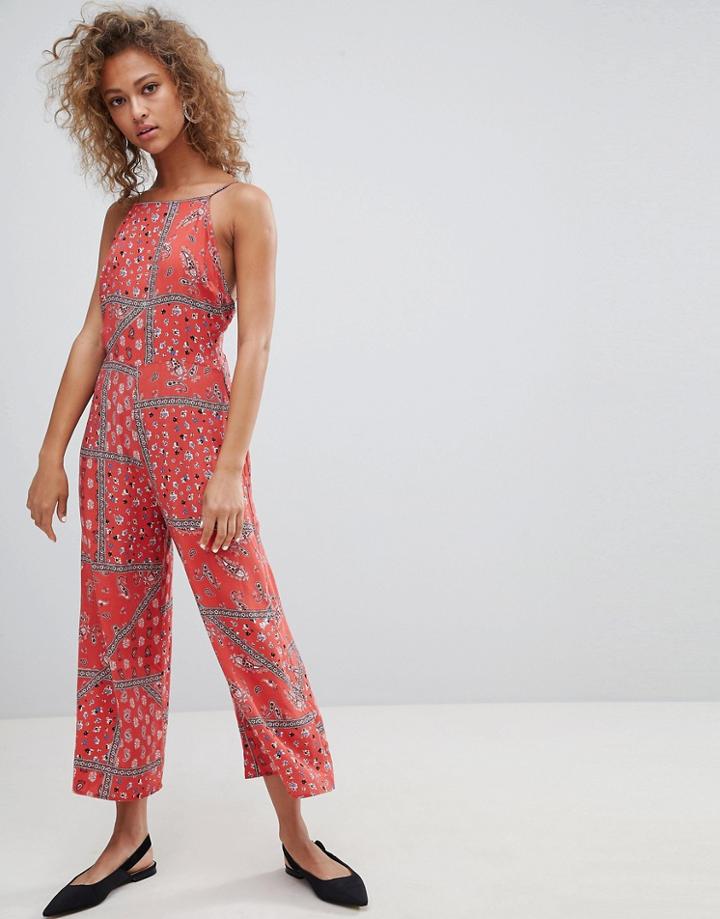 Miss Selfridge Floral Print Scarf Jumpsuit - Multi