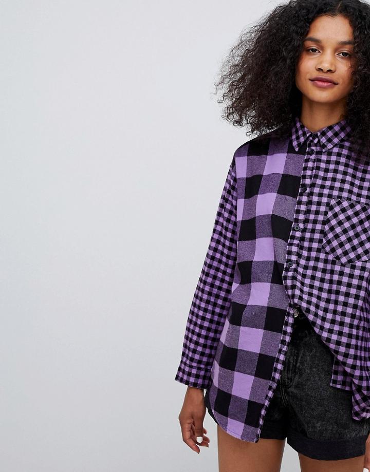 Monki Mix & Match Gingham Shirt - Multi