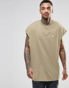 Asos Super Oversized Sleeveless T-shirt With Logo In Stone - Blonde