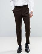 Burton Menswear Slim Suit Pant In Wool - Brown