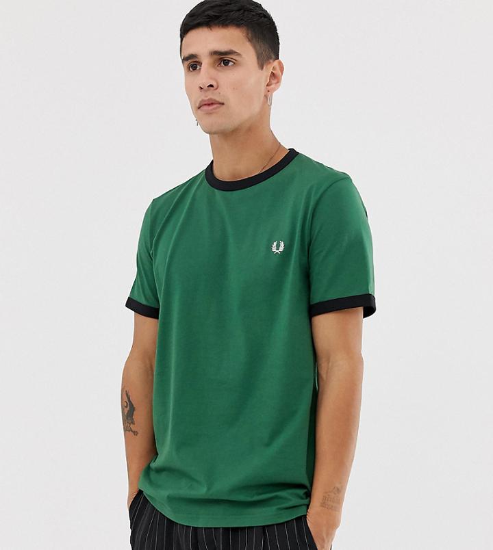 Fred Perry Slim Fit Contrast Ringer T-shirt In Green - Green