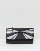 Lotus Chasity Bow Stripe Clutch Bag - Black
